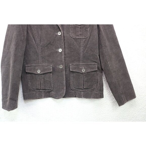 Land's End Women's Brown Corduroy Blazer-Pockets-Size 8-Three Buttons-Business - Picture 3 of 13